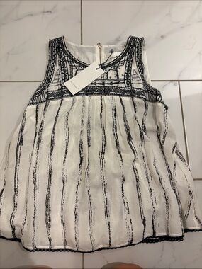 NWT SEE YOU SOON Antique White Beads Ethnic Embroidery Top